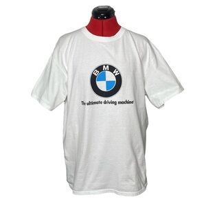 Vintage BMW Logo White T-Shirt Size Large (L)
